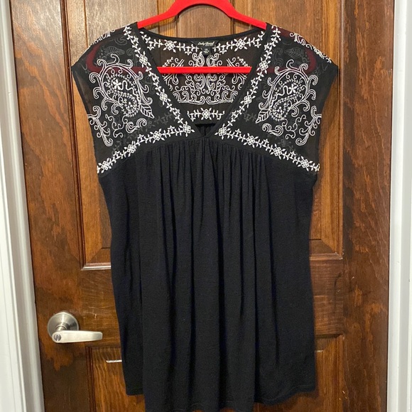 Lucky Brand Tops - Lucky Brand Black and White Embroidered Blouse